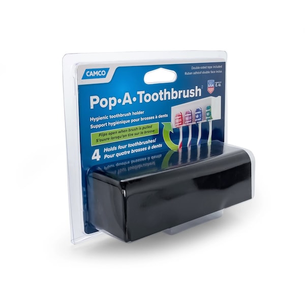 POP-A-TOOTHBRUSH, 4-BRUSH, BLACK